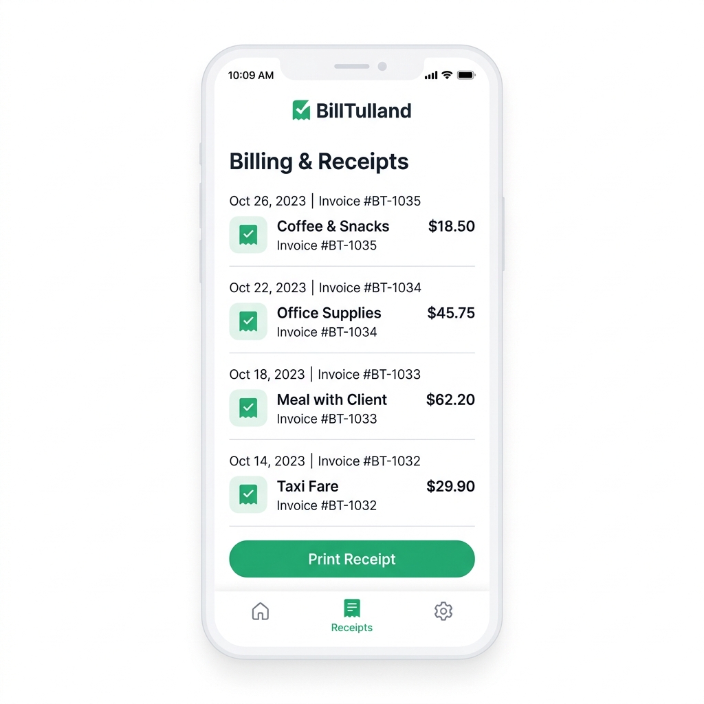 BillTulland App — Billing Screen